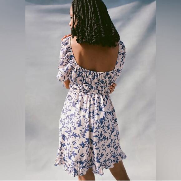 Urban Outfitters Violette Smocked Mini Dress with Ruffles and Bow Accent - Picture 6 of 8